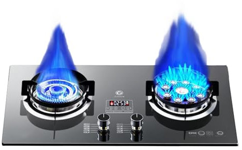 Cuisinière Au Propane, Cuisinière Au Propane Portable À 2 Brûleurs, Table De Cuisson À Gaz En Verre Trempé, Maximum 15354BTU For Les Camions De Nourriture Et Les Restaurants Familiaux (Color : NG, S