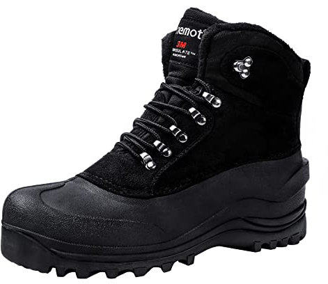 riemot Stivali Uomo Invernali Scarpe Neve Stivaletti Foder Antiscivolo Caldo Eleganti Imbottiti Trekking Boots Taglia 37-47, Nero 41 EU