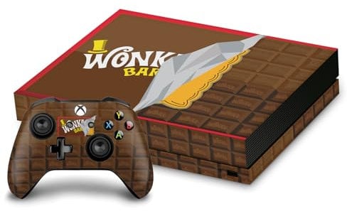 Head Case Designs Officially Licensed Willy Wonka and the Chocolate Factory Candy Bar Graphics Vinyl Sticker Gaming Skin Decal Cover Compatible With Xbox One X Console and Controller Bundle