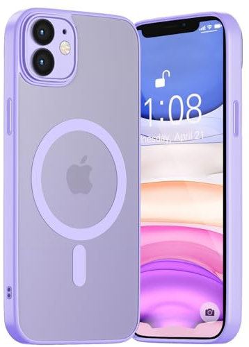 Andwing für iPhone 11 Hülle Magnetisch [Kompatibel mit MagSafe] Matt Anti-Fingerprint Schutzhülle – Stoßfest Militärstandard (MIL-STD-810G), Ultradünn & rutschfest für iPhone 11-Hellviolett