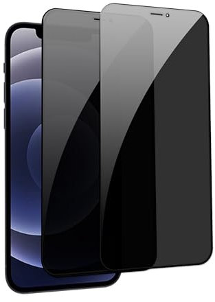 [2 Pack] Privacy Screen Protector for iPhone 12,Anti-Spy Tempered Glass Film, Fingerprint Recognition, 9H Hardness, Anti Scratch, Anti Fingerprint