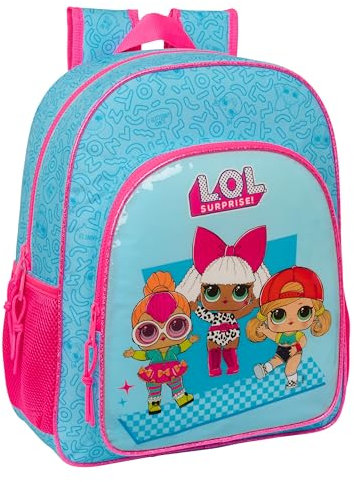 LOL Surprise Divas Schulrucksack für Kinder, Kinderrucksack, anpassbar an Kinderwagen, ideal für Kinder im Schulalter, bequem und vielseitig, Qualität und Widerstandsfähigkeit, 32 x 12 x 38 cm, Blau,