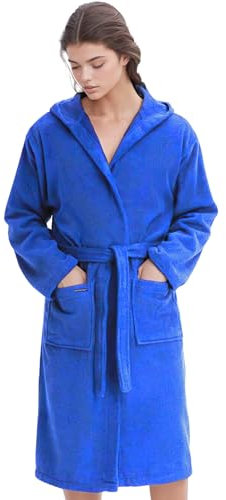 Morgenstern Accappatoio Bambine e Ragazze con Cappuccio Vestaglia Cotone Blu/media Taglia 134-140 cm, 9-10 anni