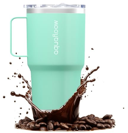 Aquafloow Thermobecher Wiederverwendbar Doppelwand Isoliert aus Edelstahl 800ml, Kaffeebecher to Go mit Auslaufsicherem Deckel für Unterwegs, Camping, Fahrrad, Outdoor