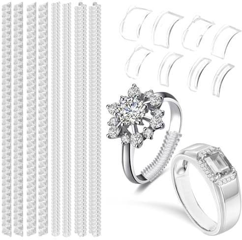 Dimeho 16 Stück Unsichtbarer Ringgrößenversteller Silikon Ringverkleinerer lose Transparente Ringeinsteller Abstandshalter Ringschutz für die Herstellung von Frauen-Trauringe Schmuckschutz