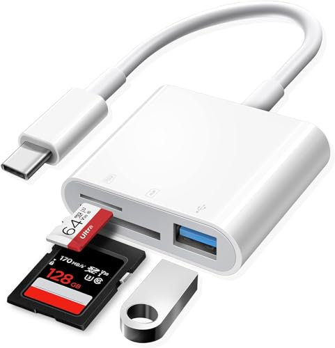 Fanoyo Lettore di Schede SD USB C, 3 in 1 Adattatore SD/Micro SD/USB 3.0 Compatibile Con MacBook Air Pro M1, iPad Pro Air 2020/2021, iPad Mini 6, Galaxy S20/S21, Xiaomi Redmi