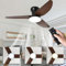 100cm Modern Ceiling Fans with Lights, LED Smart Dimmable Bedroom Fan Light Remote and APP Ceilings Fan Lamp Quiet 6-Speeds Reversible with Memory Function Timer for Living Room, Kitchen-Dark Wood