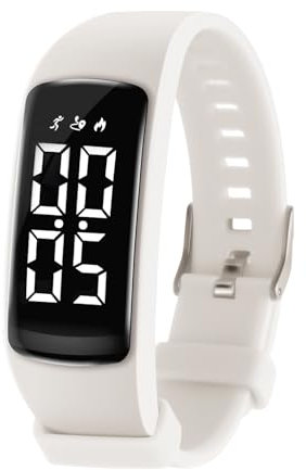Bigmeda Reloj Digital para Niños y Niñas - Resistente al Agua, Despertador Vibratorio, Podómetro y Odómetro - Monitoreo de Pulsera para 10-16 Años (Cuadrado Blanco)