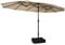 COSTWAY Sombrilla Terraza Exterior Doble 451,5 x 264cm, Sombrillas Jardin Grandes con Base, Manivela, Parasol Jardin Exterior Patio Terraza Piscina (beige)