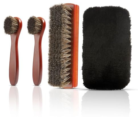Leislam Schuhbürste,Schuhputzsets,Wildlederbürste,Schuhputzbürste,Schuhbürsten,Reinigungsbürste,Schuhpflegeset,Rosshaarbürste,Schuhpflege Leder,Hochglanz-Polierpinsel mit natürlichen Rosshaarborsten