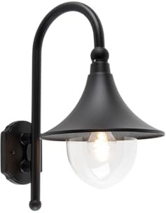 Qazqa - Klassisch I Antik Smarte Außen Wandleuchte schwarz IP44 inkl. Wifi A60 - Daphne Dimmer I Dimmbar I Außenbeleuchtung - Aluminium Rund - LED geeignet E27