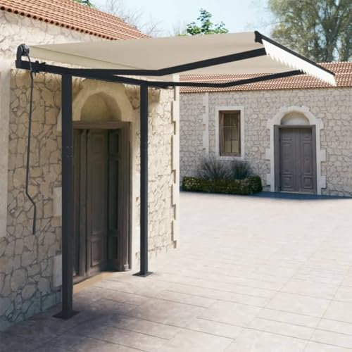 Homgoday Set mit Stangen für Sonnensegel, Anthrazit, 300 x 245 cm, Eisen, Möbel, Outdoor-Zelt für Privatsphäre, Markise für Garten, Sonnensegel für Außenbereich, Seitenmarkise für Außenterrasse,