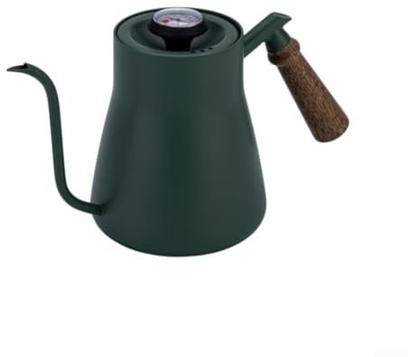 Pour Over Coffee Kettle with Gooseneck Spout, Stainless Steel, Thermometer for Temperature Control (650ML Green)