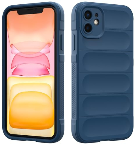 RIIMUHIR Coque en Silicone Compatible avec iPhone 11, Étui Protection Antichoc, Housse avec Protege de Camera, Doublure Douce en Tissu Microfibre Protection Complète (Bleu Foncé)