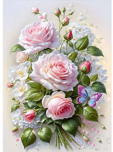 RICUVED Blumen Diamond Painting Erwachsene, 5D Blumen Diamant Painting Bilder Erwachsene, DIY Diamond Painting Bilder Blumen Diamant Malerei Set für Wanddekoration 30x40cm