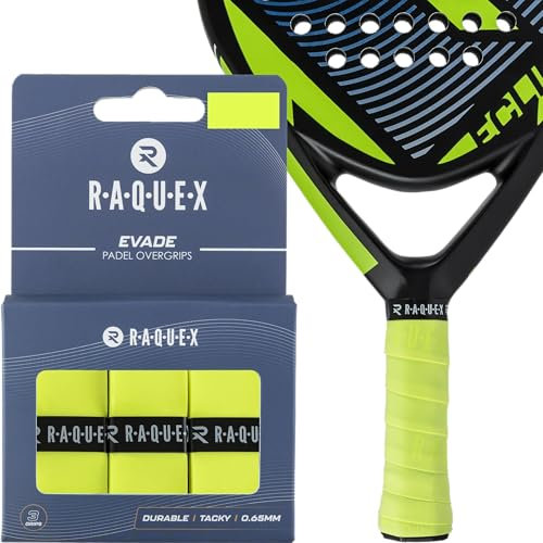 Raquex Evade Griffband für Padelschläger – Gelb – 3er-Pack Griffband für Padelschläger, 0,65 mm dick – saugfähiger, leicht klebriger, Rutschfester Übergriff für Padel- oder Pickleball-Schläger