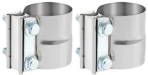 Godimg Abrazadera de Escape 2.5 in (63.5 mm), Abrazadera de reparación de tuberías de acero inoxidable 304, Abrazaderas de correa de ventilación de conexión solapada 2PCS