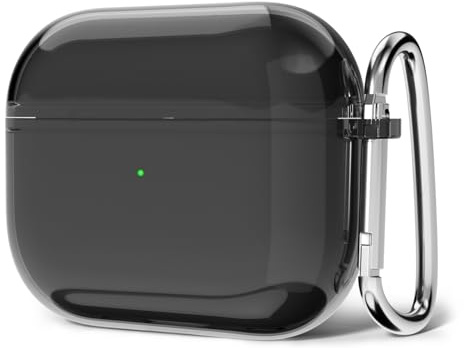Svanove for Airpods 4 Case Clear Hard, Transparent Simple Cute Airpods 4th Generation Case with Keychain, Girly Y2k Aesthetic Trendy Airpods Cover Accessories for Women Girl, Black
