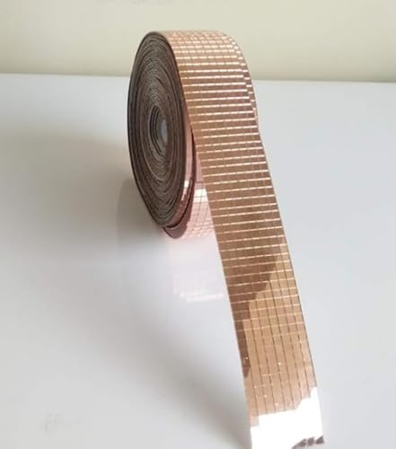 Colorful Self-Adhesive Glass Mirror Mosaic,2400Pcs 5x5mm Mirror Tiles for DIY Disco Ball, Cowboy Hat, Vase, Bottle, Interior Decoration (Rose Gold, 2400pcs)