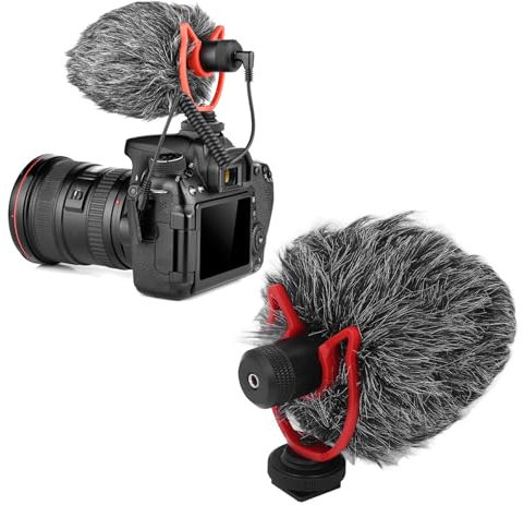 Cuifati Mini Video Shotgun Mic for Camera - 3.5mm / USB Camera Microphone Noise Reduction Condenser Recording Mic High Sensitivity for DSLR Smartphones Computers Camcorders