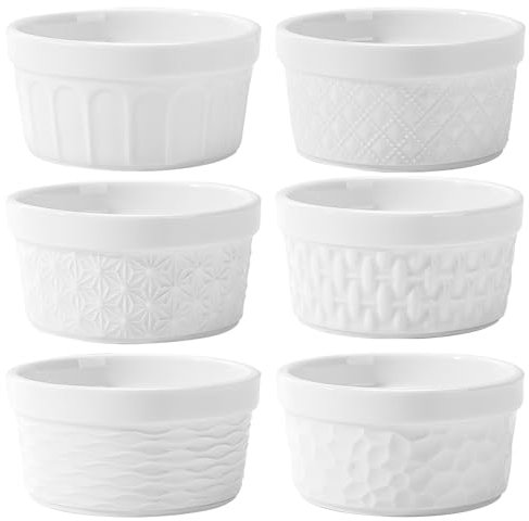 Creme Brulee - Set di 6 pirottini per soufflé da 230 ml, resistenti al forno, ciotole per ragout fini, pirottini resistenti al forno, ciotole per carne di condimento, per soufflee, resistenti al