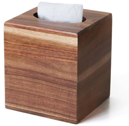 Taschentuchbox-Abdeckung, quadratisch, Akazienholz, Taschentuchbox-Halter mit herausziehbarer Unterseite, Holz-Tücherbox für Schreibtisch, Tisch, Zuhause, Holztücherbox, Abdeckung, Taschentuchhalter