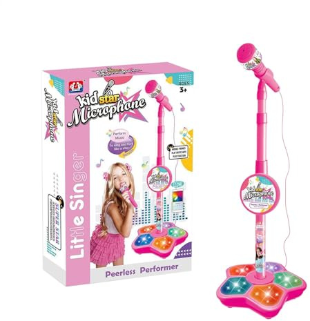 Kids karaoke microphonee with Stand - Portable Kids Singing Machine, Karaoke Playset with bluetoothh | Light-Up Microphone Toy, Interactive Microphone Toy, Birthday for Boys & Girls