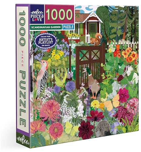 eeBoo Skandinavischer Garten, Puzzle für Erwachsene, 1000 Teile aus recyceltem Karton und pflanzlicher Tinte, PZT115