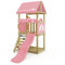 Wickey Spielturm DinkyHouse ohne Schaukelanbau - pastellpinke Rutsche & Plane - Kinder Kletterturm für den Garten aus Massivholz - 219x114x247 cm