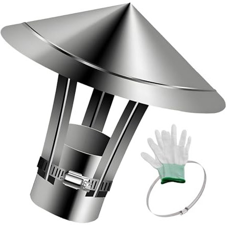 50 Mm-250 Mm Kaminofen Regenhut, Haus Schornsteinabdeckung In Edelstahl 304 Mit Handschuh, Schornstein Entlüftungshaube Regenhaube, Für Kamin Und Ofen(250 mm/9.9 in)