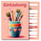 HIDEBLOOM Basteln Einladungskarten Kindergeburtstag Mädchen I 12 Stück I DIN A6 (10,5 cm x 14,8 cm) I Einladung Geburtstag Malen Pinsel Kreativ I Einladungskarte Kinder Pinsel