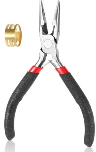 2Pcak Needle Nose Pliers Set, Mini Long Jewelry Making Tools, Sturdy - No Odor Jewelry Pliers for Making, Needle Nose Plier for Handmade Craft Repair, (Black + Gold)