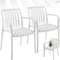 tectake® Gartenstühle stapelbar, Gartenmöbel Set, Balkon Möbel, Bistro Set, Sessel, Outdoor Möbel, Balkonmöbel, Terrassenmöbel - Creme, 2er Set