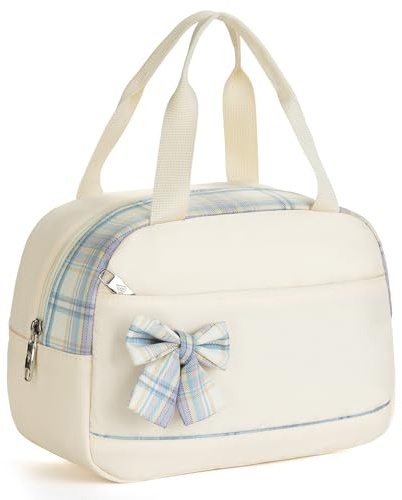 Lunch Bag for Women Men Cute Tote Bags Reusable Insulated Beach Box Case Large Capacity Cooler Purse for Work Picnic Travel Office Camping Handbag School Bookbag for Girls,Teen (Beige, Small)