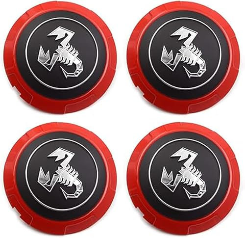 WANGAIDCE 4 pièces Cache Moyeux pour Fiat 500 Abarth 133mm, ABS Cache de Roue Centrale, Centre de Jante Capuchons,Cache Moyeu Centre de Roue