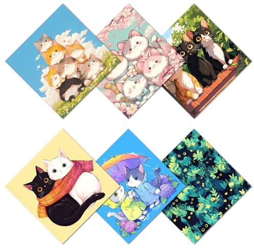 CREATCABIN 6 Packung Brillenputztuch Mit Katzenmotiv Mikrofasertuch Weich Mehrfarbig Sonnenbrillen Reinigungstücher Wiederverwendbar Dicke Tücher Für Kameras Handylinsen Bildschirme 15.5x15.5cm