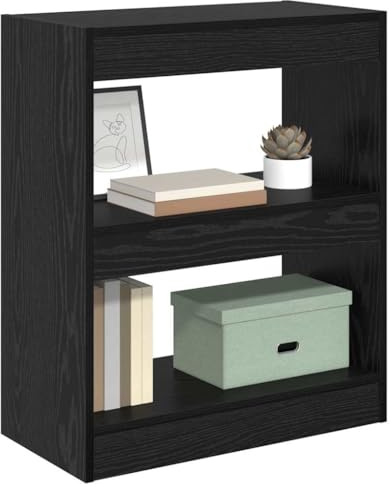 vidaXL Book Cabinet Black Oak 60 x 30 x 72 cm Engineered Wood, Modern Rectangular Bookcase, Durable Living Room Storage, Functional Bookshelf, Ample Solution for Home Organizer