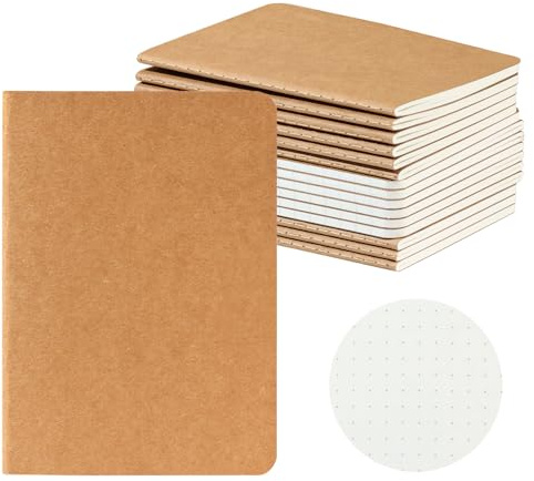 HOMEMARS Notizbuch A6,16 Stück, 100 GSM,Dickes Papier,A6 Dotted, Notizbuch Klein, Notizblock A6, Notizheft A6, 10x14cm, 60 Seiten, Kartonabdeckung
