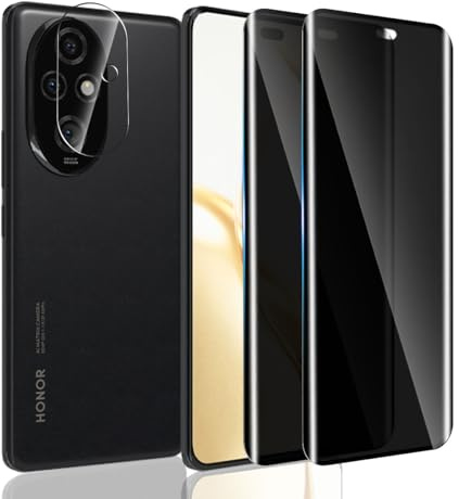 Yonntmmi Verre Trempé Pour Honor 200 Pro Anti-Espion 2 Pièces + 1 Pièces Arrière Caméra, 9H, Anti Rayures, Sans Bulles, 3D Couverture Complète Protection Écran pour Honor 200 Pro