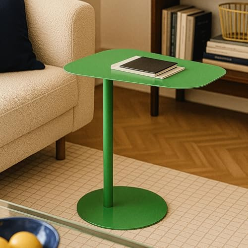 [en.casa] Beistelltisch Nastätten Gartentisch Couchtisch mit Metallgestell Sofatisch modernes Design für Wohnzimmer Schlafzimmer Balkon Terrasse 50 x 50 x 38 cm Apfelgrün, matt