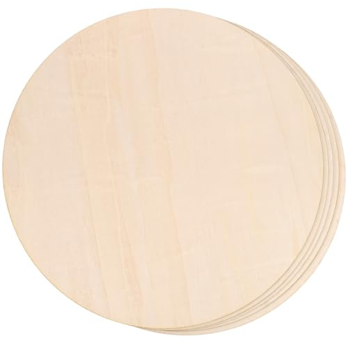 5 Panneaux Ronds Bois Brut 35 cm Plaque Porte DIY 2 mm | surface lisse, loisirs creatifs, decoration murale, peinture acrylique, tranche naturelle, projet artisanal
