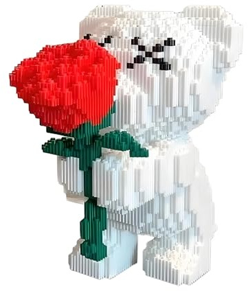 Aukojoy Puzzle 3D avec rose, mini ours pour enfants, couples, cadeau, accessoires de bureau et de maison, cadeaux de Saint-Valentin