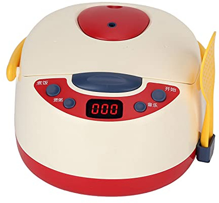HETHLIF Kids Smart Rice Cooker Toy Realistic Kitchen Playset for Toddlers with Music, Colorful Fruit and Vegetable Toys for Children Aged 3+ (Red spray rice cooker)
