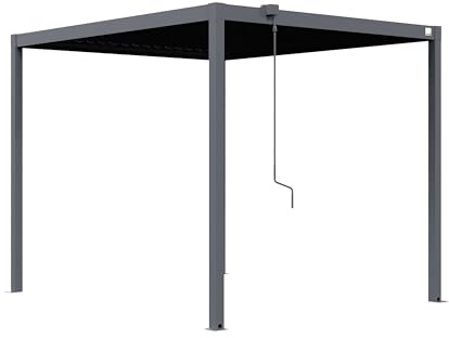 PRIMEYARD Pergola 3x2,5 m Pfosten und Lamellendach aus Stahl - anthrazitfarbene Terrassenüberdachung