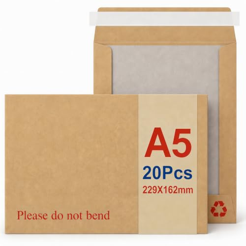Versandtaschen A5 C5 mit Papprückwand, 20 Stück, STRBOXONG