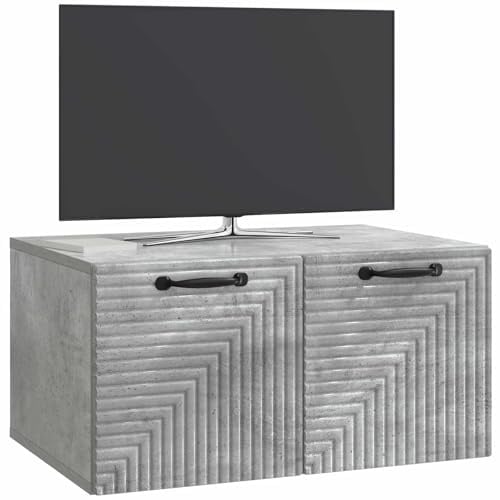 vidaXL Wandmontierter TV-Schrank Betongrau 59,5 x 41 x 30 cm, Wohnzimmer, moderner rechteckiger Stauraum, wandmontierte Medienkonsole, platzsparendes Möbel für Dein Zuhause