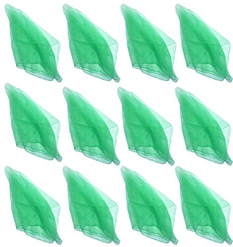 Hoerev Kleine Packung mit 12 Juggling (Tanz) Schals 40cmx40cm Kleine Floaty Schals für Kleine Leute,12 Grün