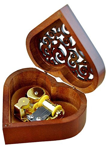Antik Gravur Holz Aufzieh Spieluhr, Moon River Spieluhr, mit Vergoldung Bewegung in, in Herzform
