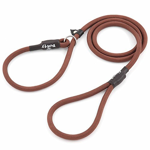 Bunty Rope Slip Lead for Dogs, Small | Anti Pull Dog Lead, One-Size-Fits-All, Durable Woven Nylon, Ideal for All Dogs - No Pull Training Aid, No Collar Needed - 120cm, Brown