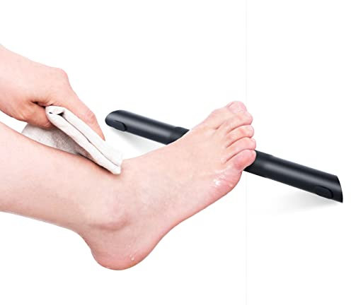 Sanliv Corner Shower Foot Rest, Modern Anti-Slip Bathroom Shower Step Knurled Surface Texture in Matte Black Finish